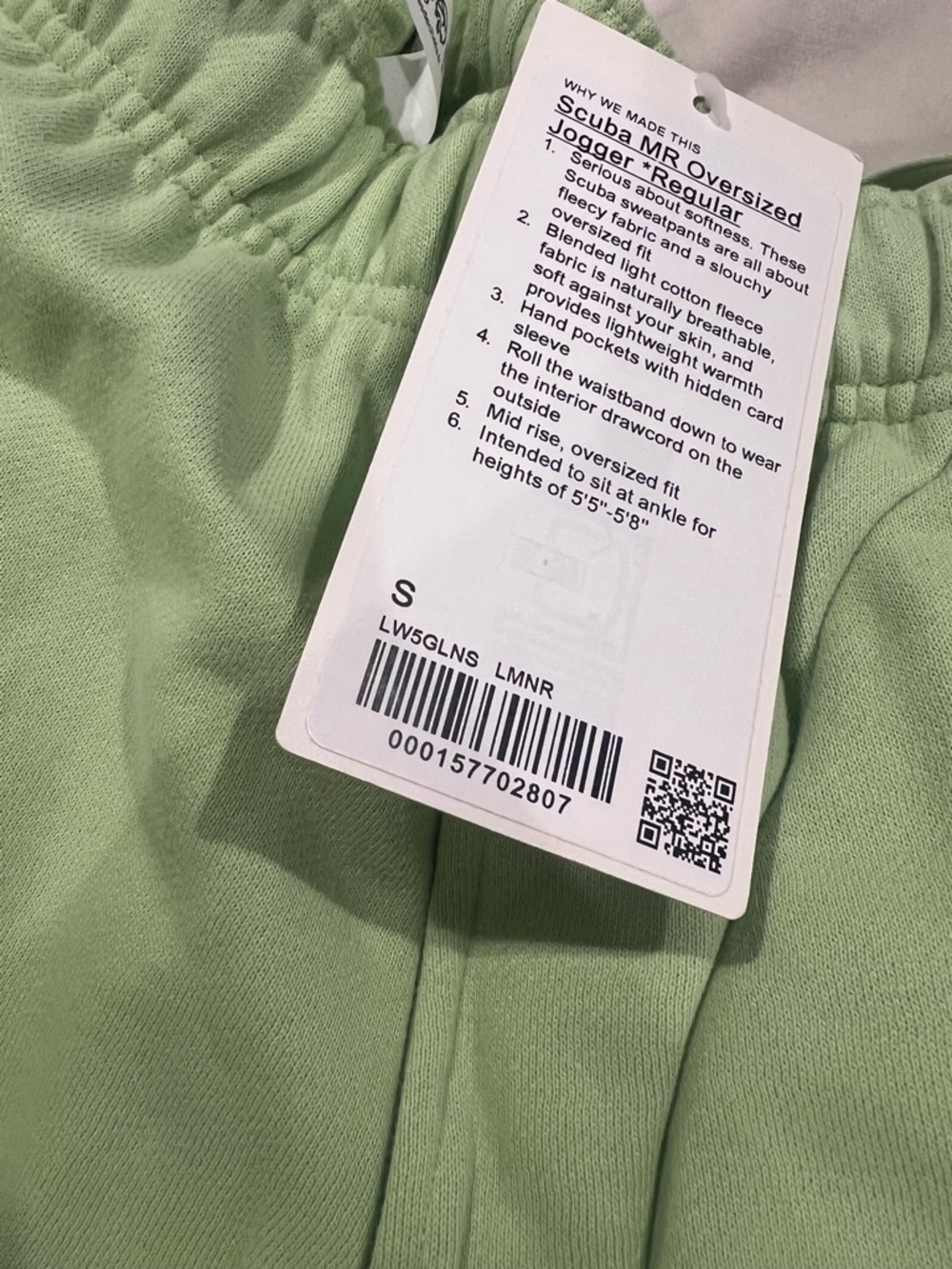 Lululemon scuba oversized jogger lemongrass in small - new - Picture 2 of 5